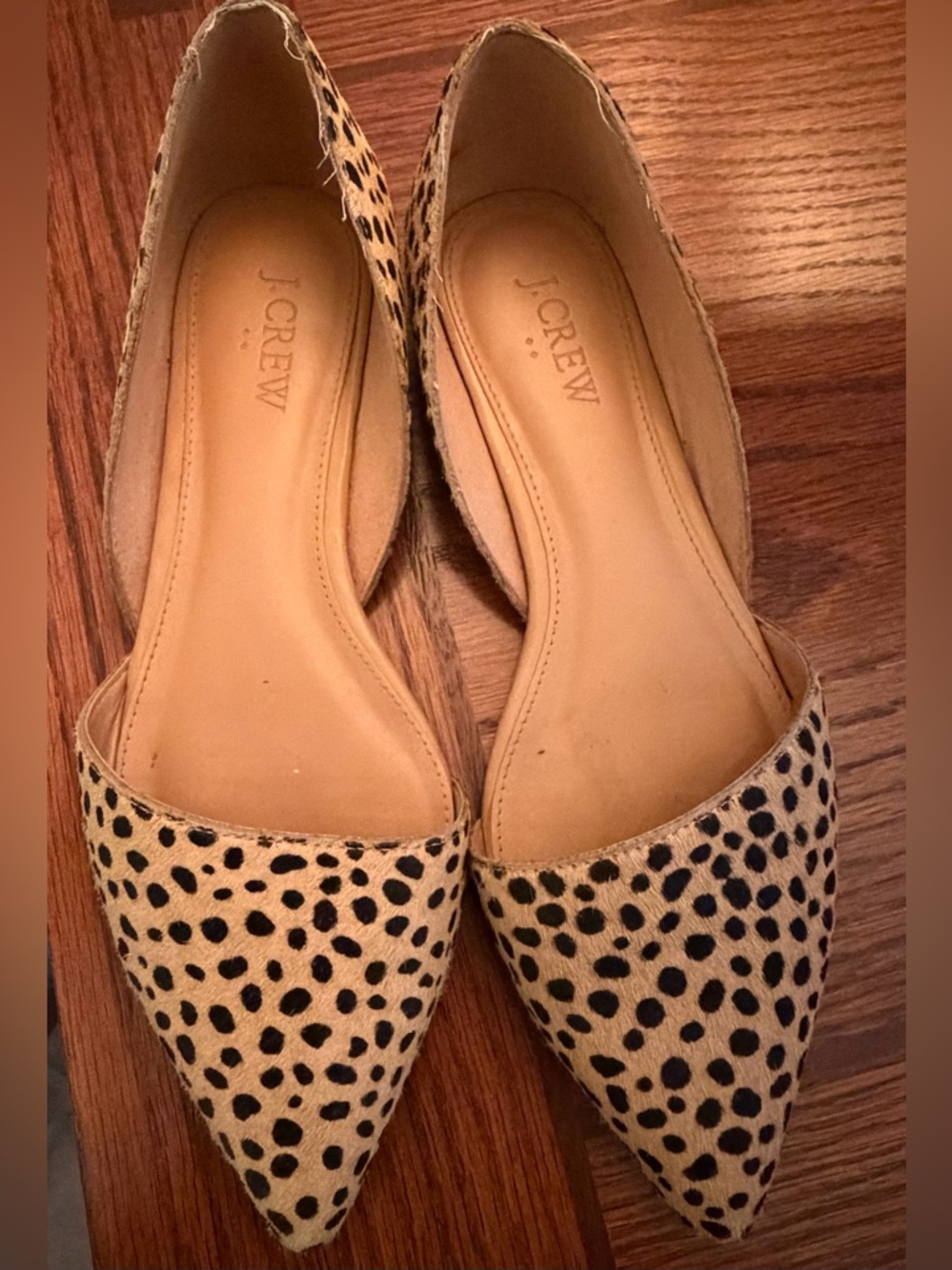 J Crew Spot Dot Zoe Calf Hair D’Orsay Flats - Tan/Black, Size 7. - Picture 3 of 12